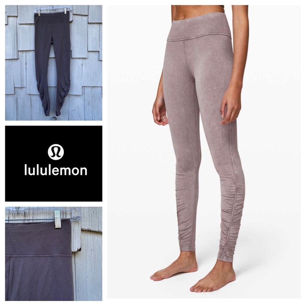 Lululemon Inner Glow Tight 28‎ Washed Half Moon Wrinkle Detail Yoga Pants Sz 6